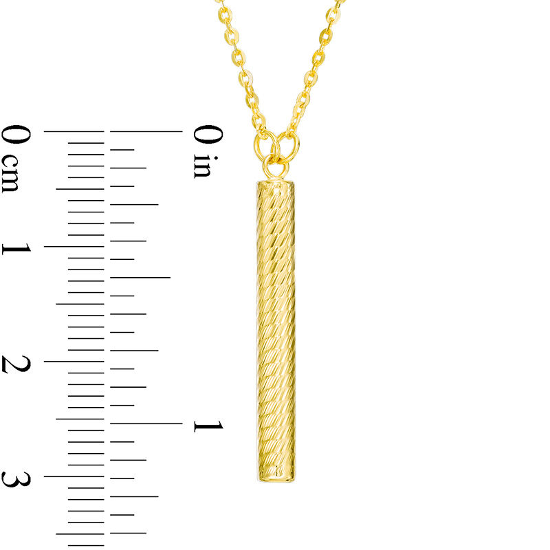 Main Image 2 of Textured Linear Bar Necklace in 10K Gold