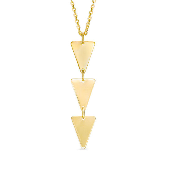 Linear Triple Triangle Pendant in 10K Gold