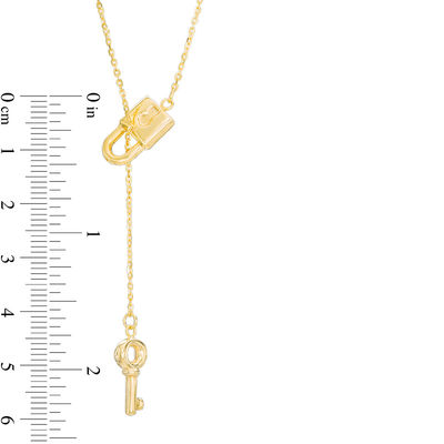 Lock and Key Lariat Necklace in 10K Gold