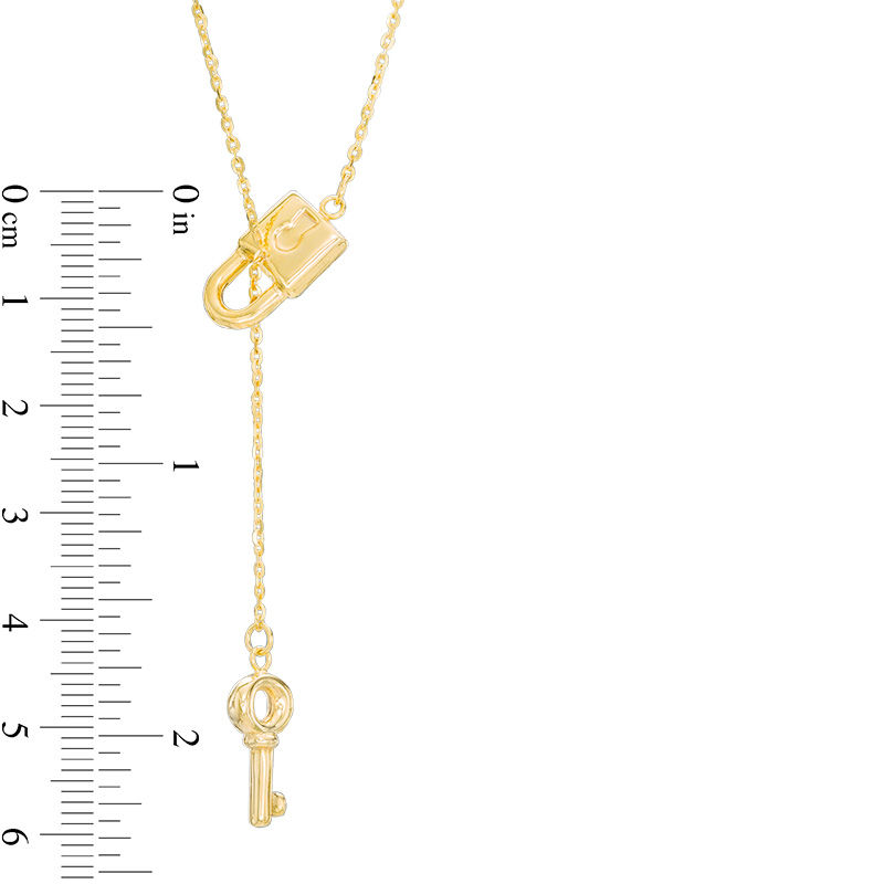 Lock and Key Lariat Necklace in 10K Gold