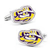 Thumbnail Image 0 of Men's NCAA Louisiana State University Logo Enamel Cuff Links in White Rhodium Brass