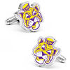 Thumbnail Image 1 of Men's NCAA Louisiana State University Mascot Enamel Cuff Links in White Rhodium Brass