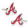 Thumbnail Image 1 of MLB Atlanta Braves Logo Enamel Cuff Links in White Rhodium Brass