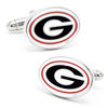 Thumbnail Image 1 of NCAA University of Georgia Logo Enamel Cuff Links in White Rhodium Brass