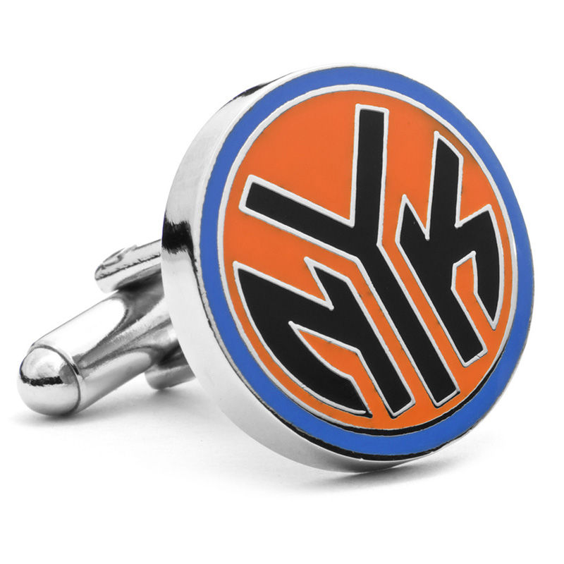 Main Image 2 of Men's NBA New York Knicks Logo Enamel Cuff Links in White Rhodium Brass