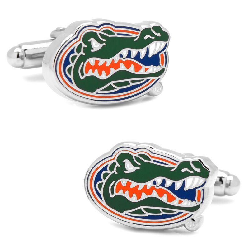 Main Image 1 of NCAA University of Florida Mascot Enamel Cuff Links in White Rhodium Brass