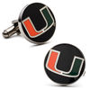 Thumbnail Image 1 of NCAA Miami Hurricanes Logo Enamel Cuff Links in White Rhodium Brass