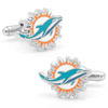 Thumbnail Image 1 of NFL Miami Dolphins Mascot Enamel Cuff Links in White Rhodium Brass