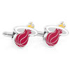 Thumbnail Image 1 of NBA Miami Heat Logo Enamel Cuff Links in White Rhodium Brass