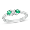 Thumbnail Image 1 of Lab-Created Emerald and Diamond Accent Infinity Ring in Sterling Silver