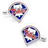 Thumbnail Image 1 of MLB Philadelphia Phillies Logo Enamel Cuff Links in White Rhodium Brass