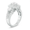 Thumbnail Image 2 of Celebration Ideal 2 CT. T.W. Cushion-Cut Certified Diamond Three Stone Frame Engagement Ring in 14K White Gold (I/I1)