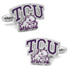 Thumbnail Image 1 of NCAA Texas Christian University Logo Enamel Cuff Links in White Rhodium Brass