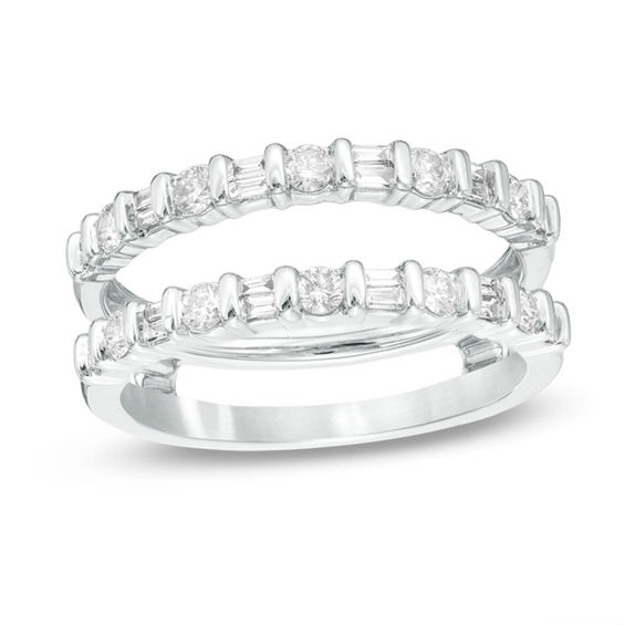 1/2 CT. T.w. Baguette and Round Diamond Enhancer in 14K White Gold