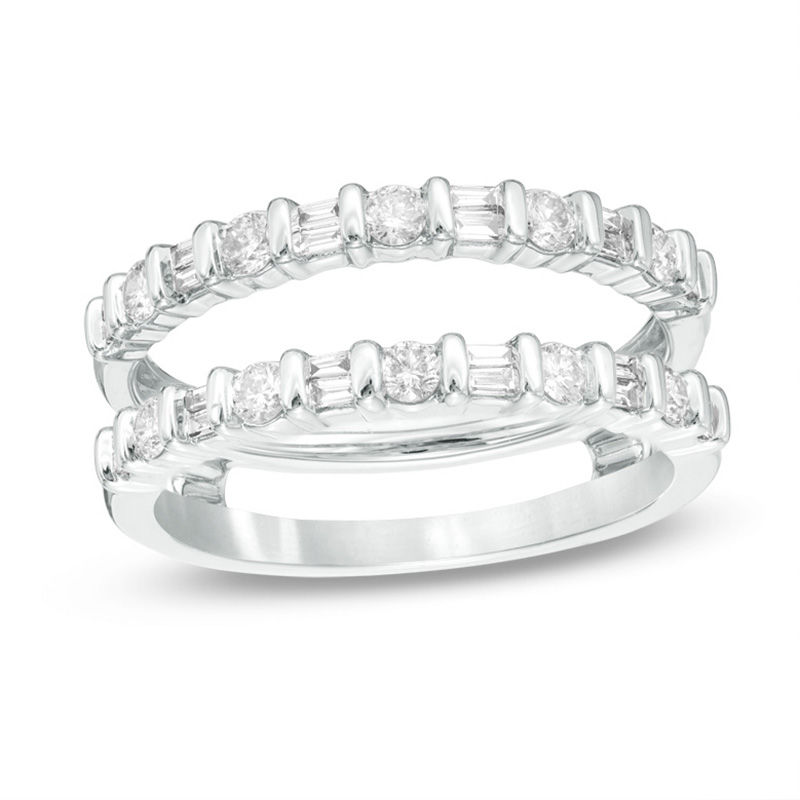 Main Image 1 of 1/2 CT. T.W. Baguette and Round Diamond Enhancer in 14K White Gold