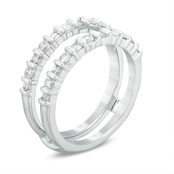 1/2 CT. T.w. Baguette and Round Diamond Enhancer in 14K White Gold