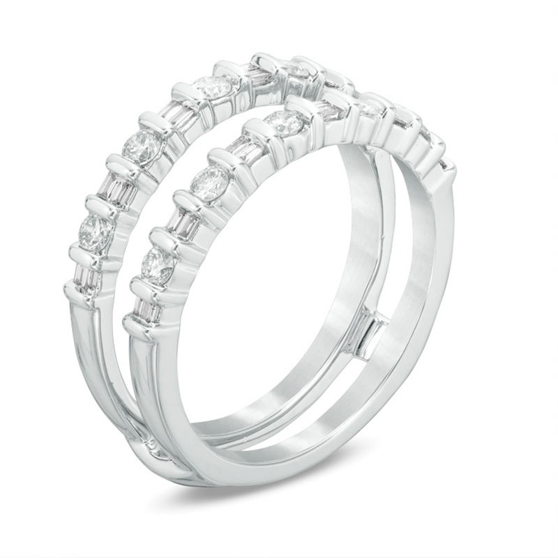 Main Image 2 of 1/2 CT. T.W. Baguette and Round Diamond Enhancer in 14K White Gold