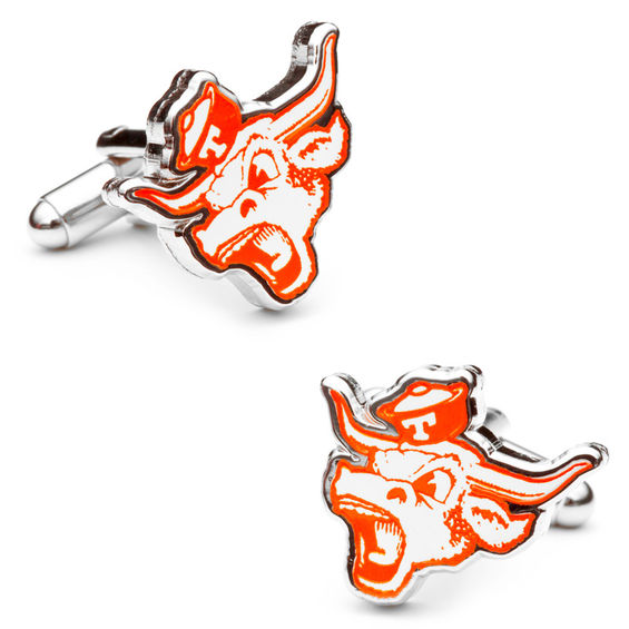 Ncaa Classic University of Texas Logo Enamel Cuff Links in White Rhodium Brass