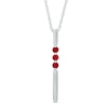 Thumbnail Image 1 of Lab-Created Ruby Linear Three Stone Bar Pendant in Sterling Silver
