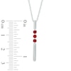 Thumbnail Image 2 of Lab-Created Ruby Linear Three Stone Bar Pendant in Sterling Silver