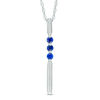 Thumbnail Image 1 of Lab-Created Blue Sapphire Linear Three Stone Bar Pendant in Sterling Silver