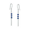 Thumbnail Image 0 of Lab-Created Blue Sapphire Three Stone Bar Drop Earrings in Sterling Silver