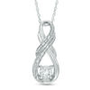 Thumbnail Image 1 of 5.0mm Lab-Created White Sapphire and Diamond Accent Double Row Infinity Pendant in Sterling Silver