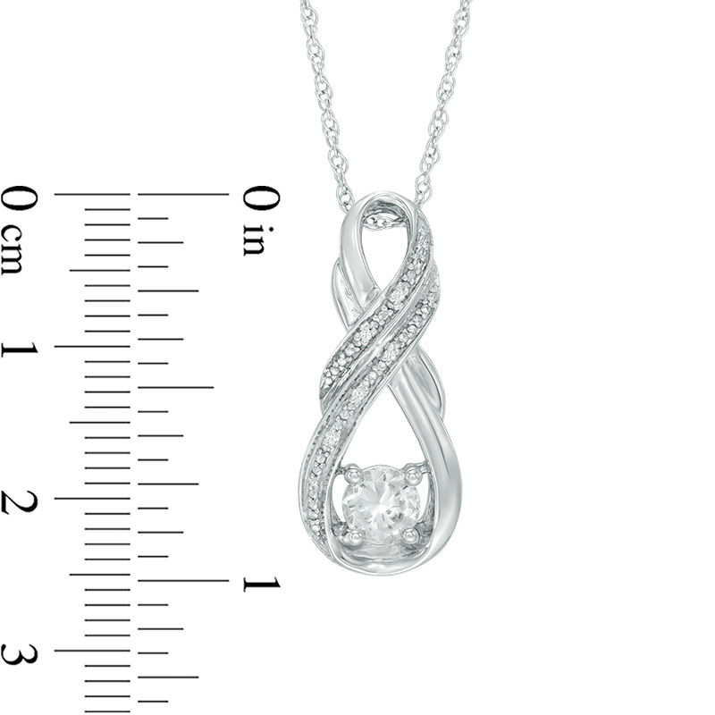 Main Image 2 of 5.0mm Lab-Created White Sapphire and Diamond Accent Double Row Infinity Pendant in Sterling Silver