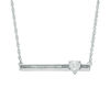 Thumbnail Image 0 of 5.0mm Heart-Shaped Lab-Created White Sapphire and Diamond Accent Bar Necklace in Sterling Silver