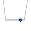 Thumbnail Image 0 of 5.0mm Heart-Shaped Lab-Created Blue Sapphire and Diamond Accent Bar Necklace in Sterling Silver