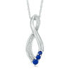 Thumbnail Image 0 of Lab-Created Blue Sapphire and Diamond Accent Three Stone Infinity Pendant in Sterling Silver