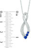 Thumbnail Image 1 of Lab-Created Blue Sapphire and Diamond Accent Three Stone Infinity Pendant in Sterling Silver