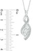 Thumbnail Image 1 of Lab-Created White Sapphire and Diamond Accent Cascading Three Stone Pendant in Sterling Silver