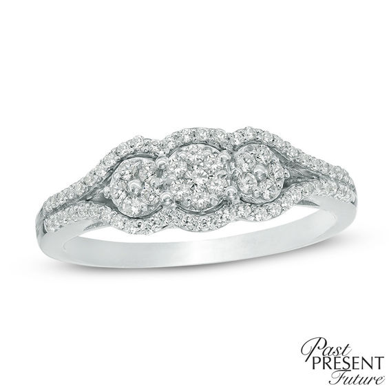 1 3 Ct T W Composite Diamond Past Present Future Anniversary Ring T W Composite Diamond Past Present Future Anniversary Ring In 10k