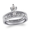 Thumbnail Image 0 of Personalized Marquise White Topaz Bridal Set in Sterling Silver (1 Line)