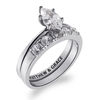 Thumbnail Image 2 of Personalized Marquise White Topaz Bridal Set in Sterling Silver (1 Line)