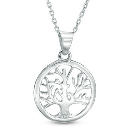 Tree of Life Circle Pendant in Sterling Silver