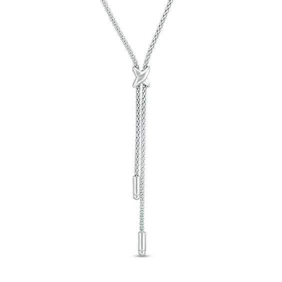 "X" Lariat Necklace in Sterling Silver - 17"