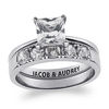 Thumbnail Image 0 of Personalized Princess-Cut White Topaz Bridal Set in Sterling Silver (1 Line)