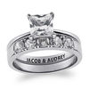 Thumbnail Image 1 of Personalized Princess-Cut White Topaz Bridal Set in Sterling Silver (1 Line)