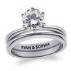 Thumbnail Image 0 of Personalized White Topaz Solitaire Bridal Set in Sterling Silver (1 Line)