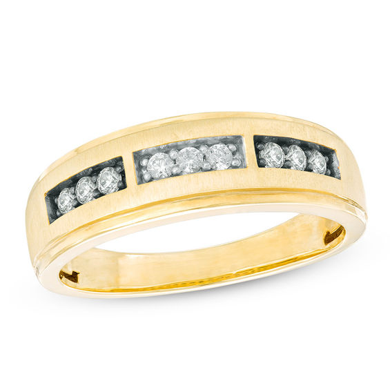 1/5 CT. T.w. Champagne and White Diamond Satin Band in 10K Gold