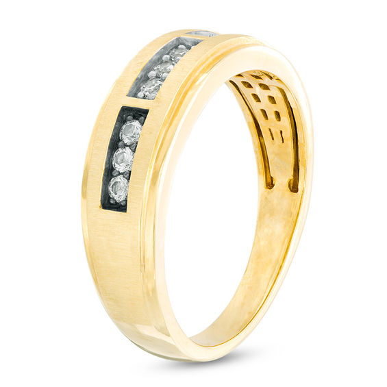 1/5 CT. T.w. Champagne and White Diamond Satin Band in 10K Gold