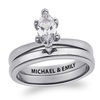 Thumbnail Image 1 of Personalized Marquise White Topaz Solitaire Bridal Set in Sterling Silver (1 Line)