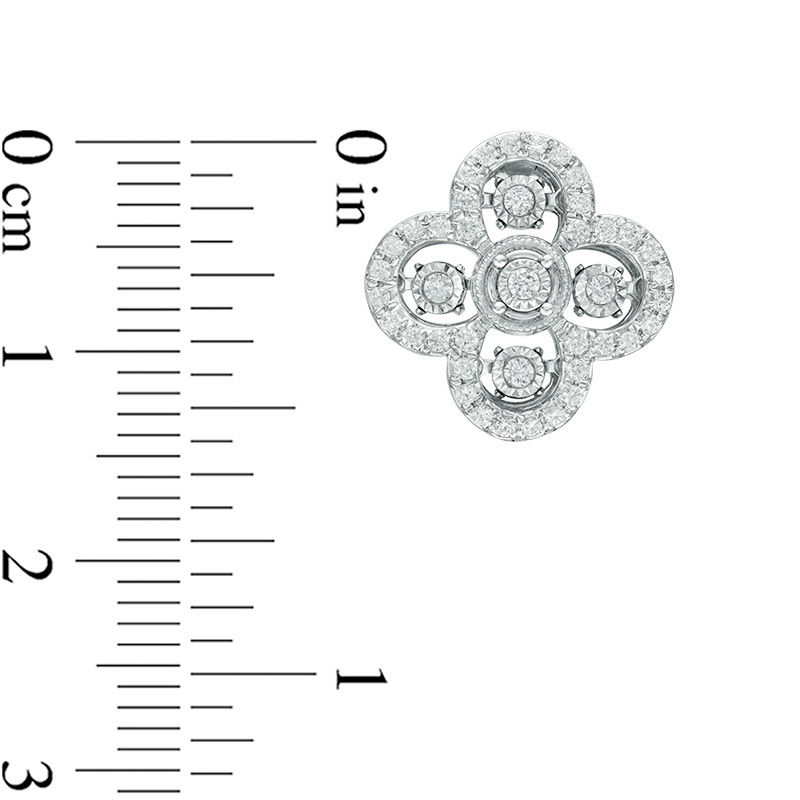Main Image 2 of 1/2 CT. T.W. Diamond Clover Stud Earrings in 10K White Gold