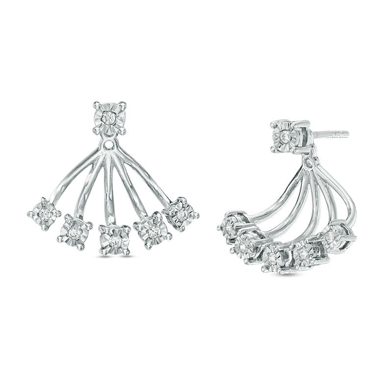 Front Back Earrings Zales T W Diamond Fan Front Back Earrings In Sterling Silver