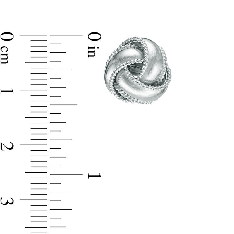Rope-Textured Edge Love Knot Stud Earrings in Sterling Silver