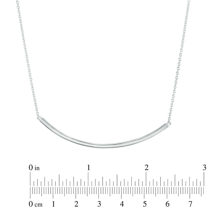 Main Image 2 of Curved Bar Necklace in Sterling Silver