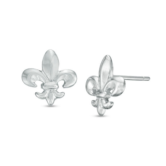 Fleur-de-Lis Stud Earrings in Sterling Silver