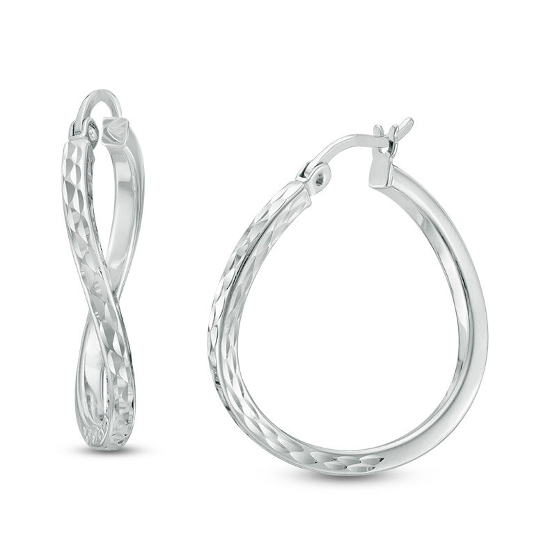 Main Image 1 of 20mm Diamond-Cut Twisted Hoop Earrings in Sterling Silver